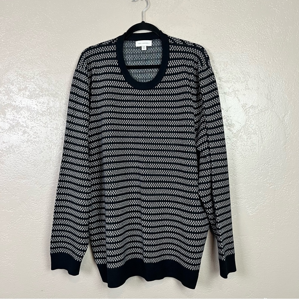 Free Assembly Sweater Womens XXXL Striped Blue White Long Sleeve Stretch‎